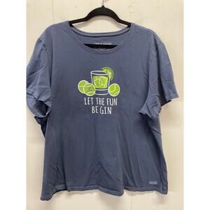 Life Is Good Women's T-Shirt XXXL Navy "Let The Fun Be Gin" Crusher-lite